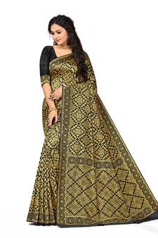 Black Embroidered Art Silk Saree With Blouse