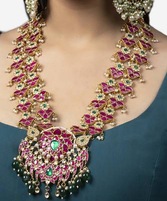Gold Plated Kundan Long Necklace Set 1