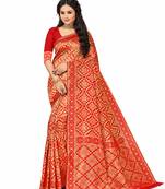 Red Embroidered Art Silk Saree With Blouse