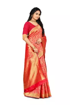 Multicolor Embroidered Art Silk Saree With Blouse