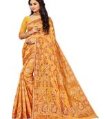 Multicolor Embroidered Cotton Saree With Blouse