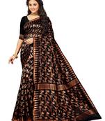 Black Embroidered Cotton Saree With Blouse