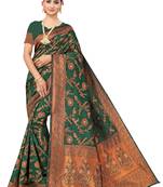 Green Embroidered Art Silk Saree With Blouse