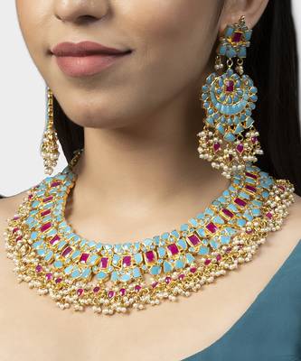 Gold Plated Kundan Necklace Set 1