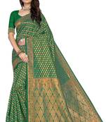 Green Embroidered Art Silk Saree With Blouse