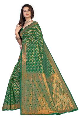 Green Embroidered Art Silk Saree With Blouse 2