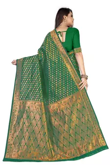 Green Embroidered Art Silk Saree With Blouse