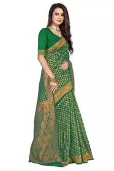 Green Embroidered Art Silk Saree With Blouse