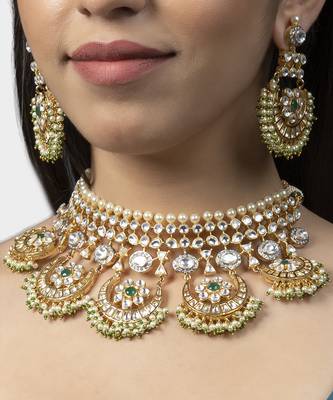Gold Plated Kundan Necklace Set 1