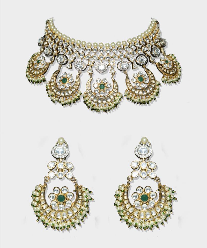 Gold Plated Kundan Necklace Set