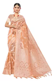 Multicolor Embroidered Cotton Saree With Blouse