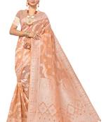 Multicolor Embroidered Cotton Saree With Blouse