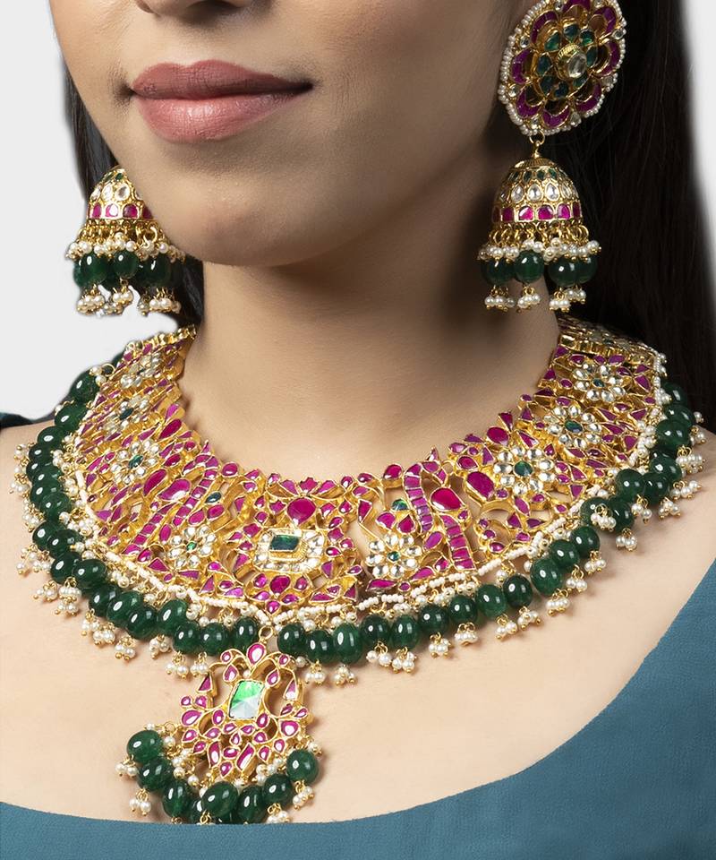 Gold Plated Kundan Necklace Set