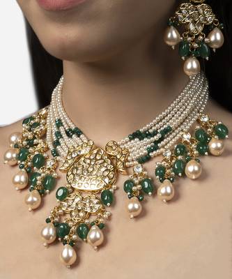 Gold Plated Kundan Necklace Set 1