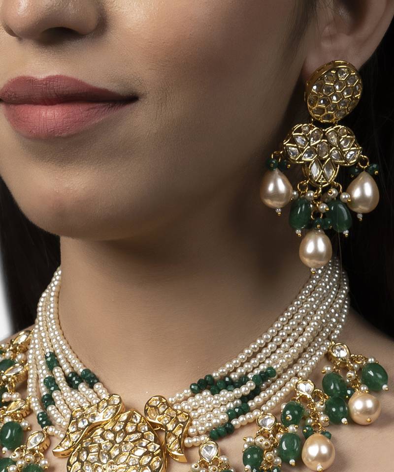 Gold Plated Kundan Necklace Set
