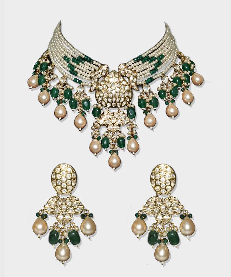 Gold Plated Kundan Necklace Set