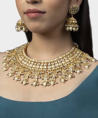 Gold Plated Kundan Necklace Set 1
