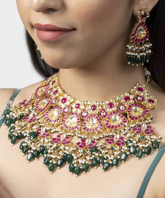 Gold Plated Kundan Necklace Set 1