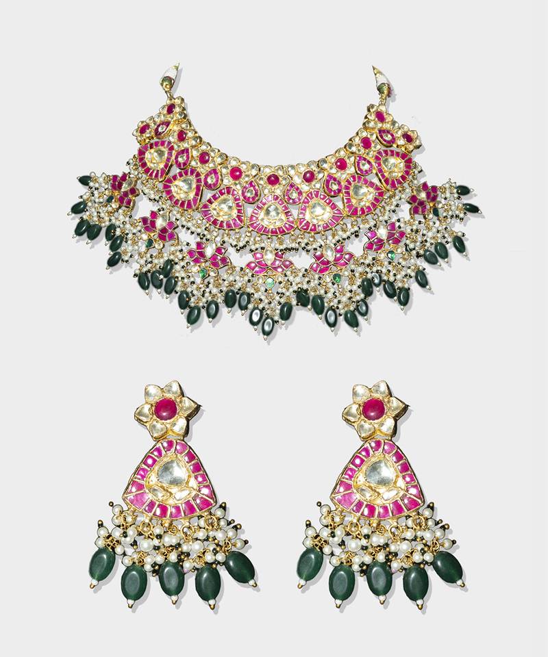 Gold Plated Kundan Necklace Set