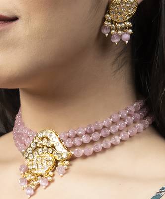Gold Plated Kundan Necklace Set 1