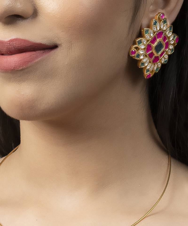 Gold Plated Kundan Necklace Set