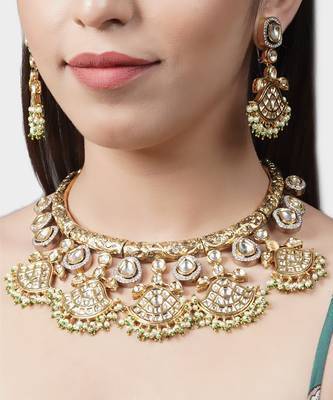 Gold Plated Kundan Necklace Set 1