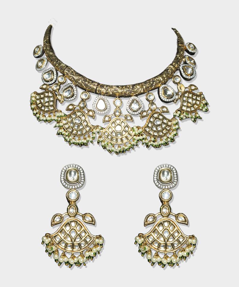 Gold Plated Kundan Necklace Set