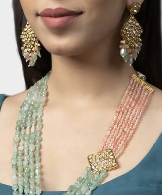 Gold Plated Kundan Long Necklace Set 1