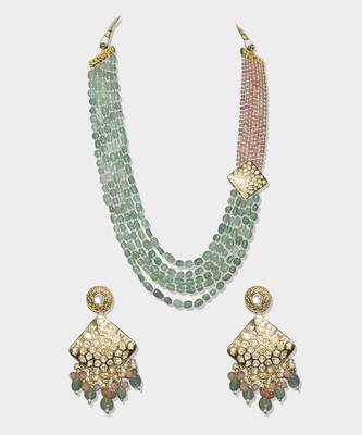 Gold Plated Kundan Long Necklace Set 3