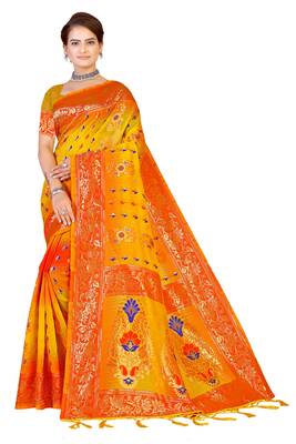 Multicolor Embroidered Art Silk Saree With Blouse 1