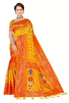Multicolor Embroidered Art Silk Saree With Blouse