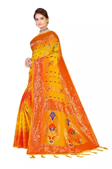 Multicolor Embroidered Art Silk Saree With Blouse