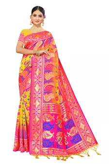 Multicolor Embroidered Art Silk Saree With Blouse