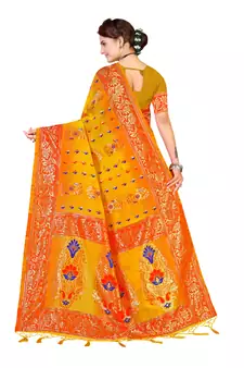 Multicolor Embroidered Art Silk Saree With Blouse
