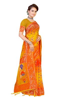 Multicolor Embroidered Art Silk Saree With Blouse 4