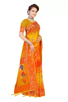 Multicolor Embroidered Art Silk Saree With Blouse