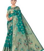 Green Embroidered Art Silk Saree With Blouse