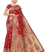 Maroon Embroidered Art Silk Saree With Blouse
