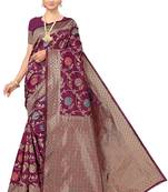 Multicolor Embroidered Art Silk Saree With Blouse