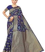 Blue Embroidered Art Silk Saree With Blouse