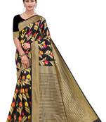 Black Embroidered Cotton Saree With Blouse