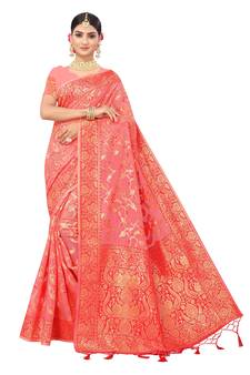 Multicolor Embroidered Cotton Saree With Blouse