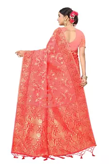 Multicolor Embroidered Cotton Saree With Blouse