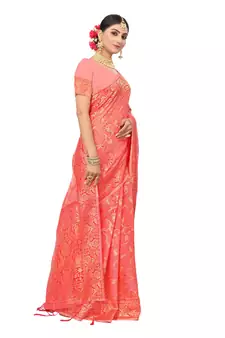Multicolor Embroidered Cotton Saree With Blouse