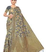 Multicolor Embroidered Cotton Saree With Blouse