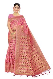 Multicolor Embroidered Cotton Saree With Blouse