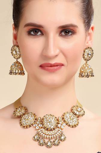 22KT Gold Plated Kundan Necklace Set