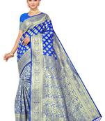 Blue Embroidered Art Silk Saree With Blouse