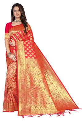 Multicolor Embroidered Art Silk Saree With Blouse 1