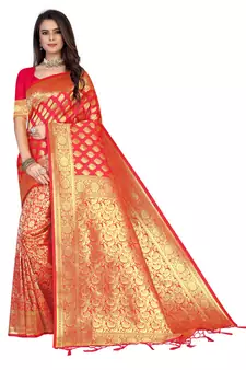 Multicolor Embroidered Art Silk Saree With Blouse